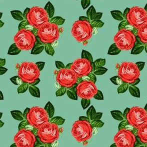4" Red Roses - Muted Green