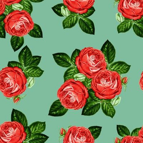 8" Red Roses - Muted Green