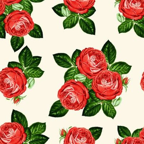 8" Red Roses - Ivory