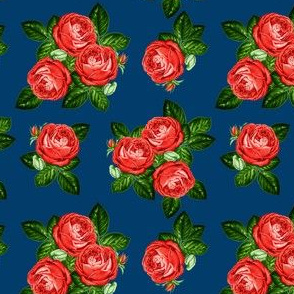 4" Red Roses - Navy