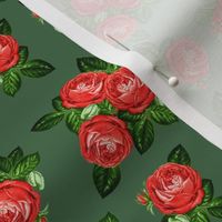 4" Red Roses - Olive Green