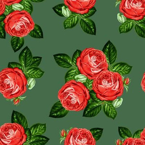 8" Red Roses - Olive Green