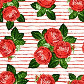 8" Red Roses - Red Stripes