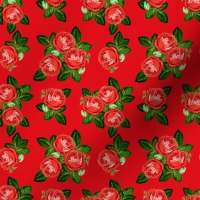 4" Red Roses - Red