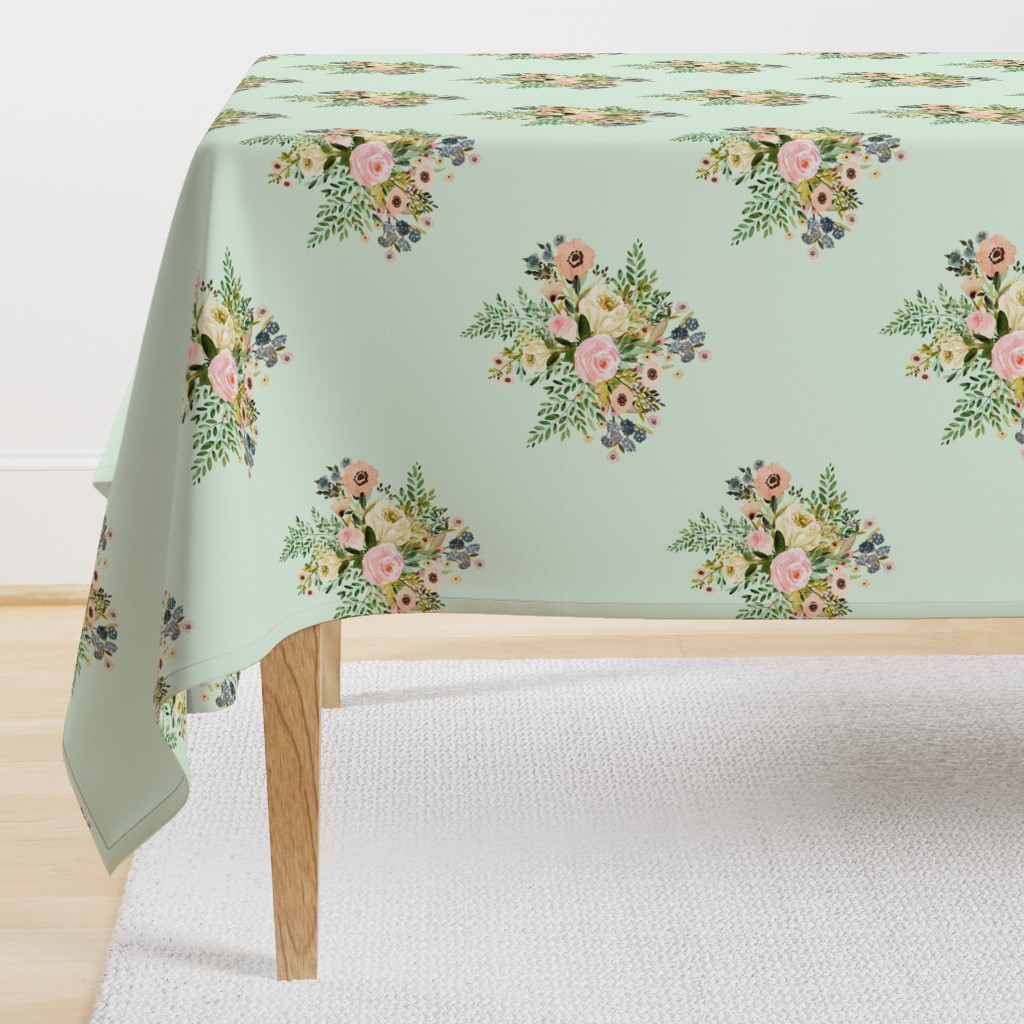 14" Botanical Boho Florals - Mint Green