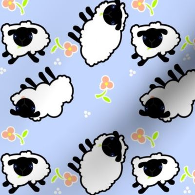 Fluffy Sheep Eating Flowers