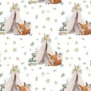 4" Boho Botanicals Deer Mix & Match - White