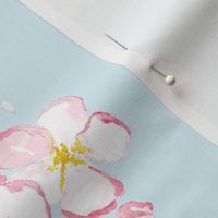 watercolor apple blossoms with sky blue from Anines Atelier. Hand painted style