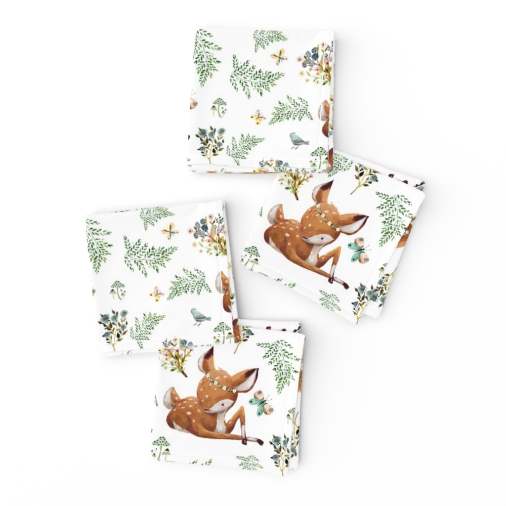 8" Boho Botanicals Deer Mix & Match 2 - White