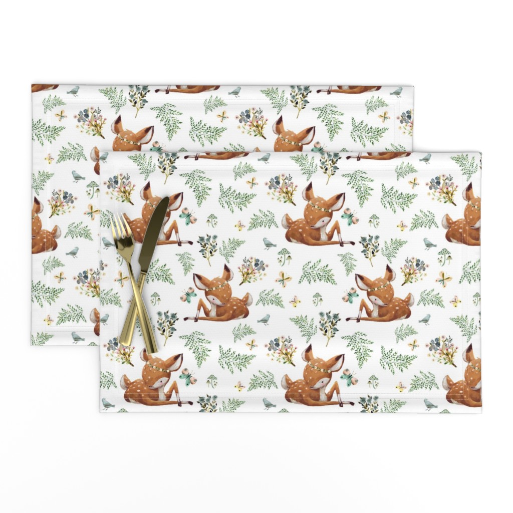 8" Boho Botanicals Deer Mix & Match 2 - White