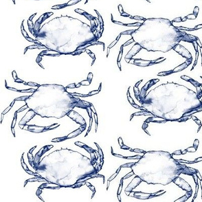 Shimmying Watercolor Crabs in Dark Navy Blue