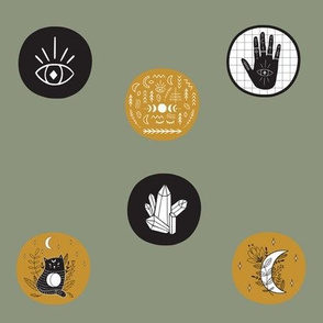 Astrology Hands and Symbols in Polka Dots