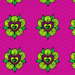 pink and green flower wave pattern