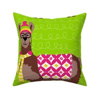 Spring Green Llama Pillow