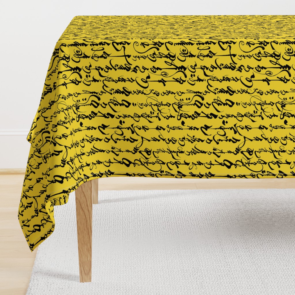 Mongolian Calligraphy on Banana Yellow // Large