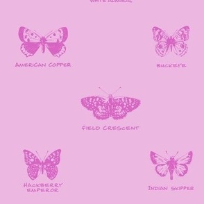 butterfly alphabet - pale pink, large