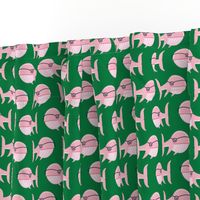 hipster whale (pink on green)