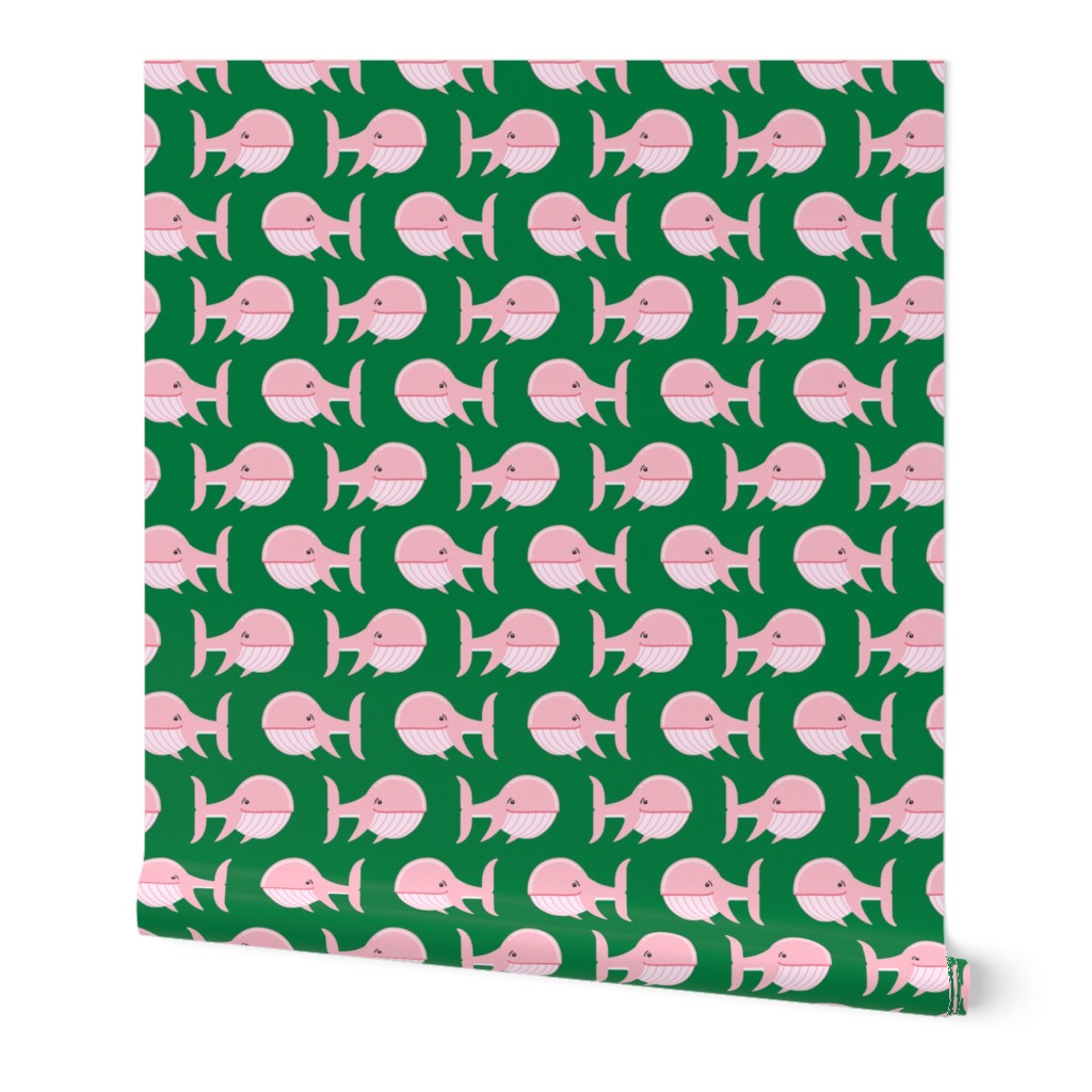 whale (pink on green)