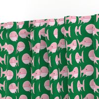 whale (pink on green)