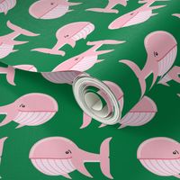 whale (pink on green)