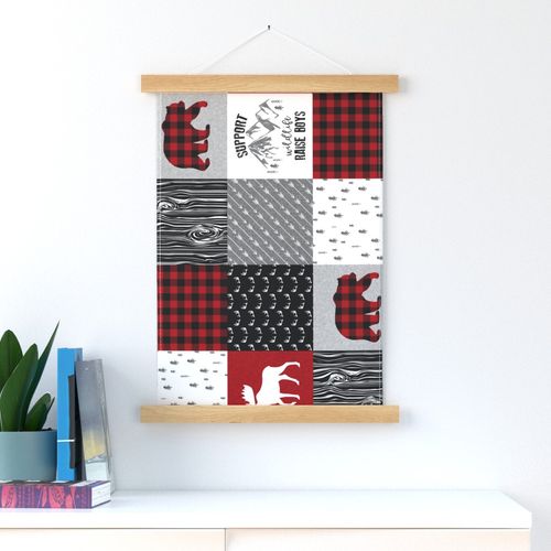 Support wildlife, Raise boys - Wholecloth Cheater quilt  - Rotated 