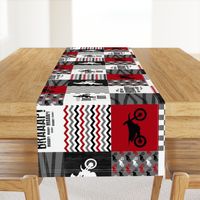 Motocross//A little dirt never hurt - Red - Wholecloth Cheater Quilt - Rotated