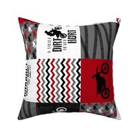 Motocross//A little dirt never hurt - Red - Wholecloth Cheater Quilt - Rotated