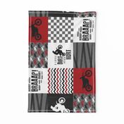 Motocross//A little dirt never hurt - Red - Wholecloth Cheater Quilt - Rotated