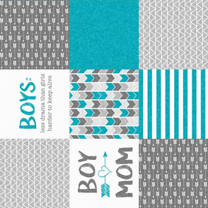 Boy Mom - Wholecloth Cheater Quilt - Rotated