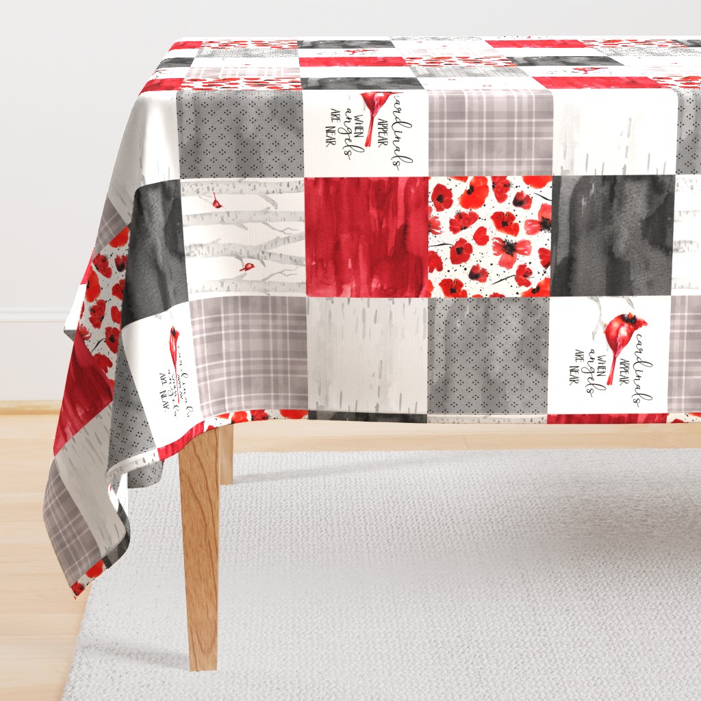 Cardinals//Angels are near - Wholecloth Cheater Quilt