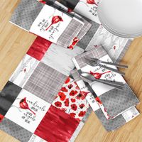 Cardinals//Angels are near - Wholecloth Cheater Quilt