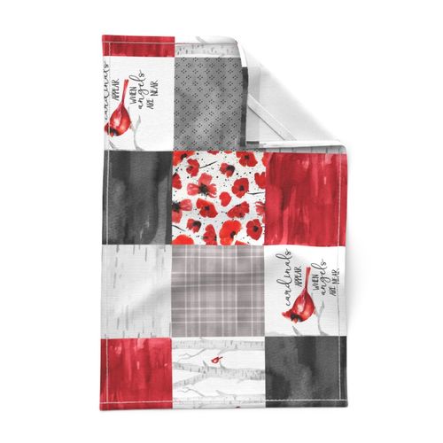 Cardinals//Angels are Near - Wholecloth Cheater Quilt - Rotated