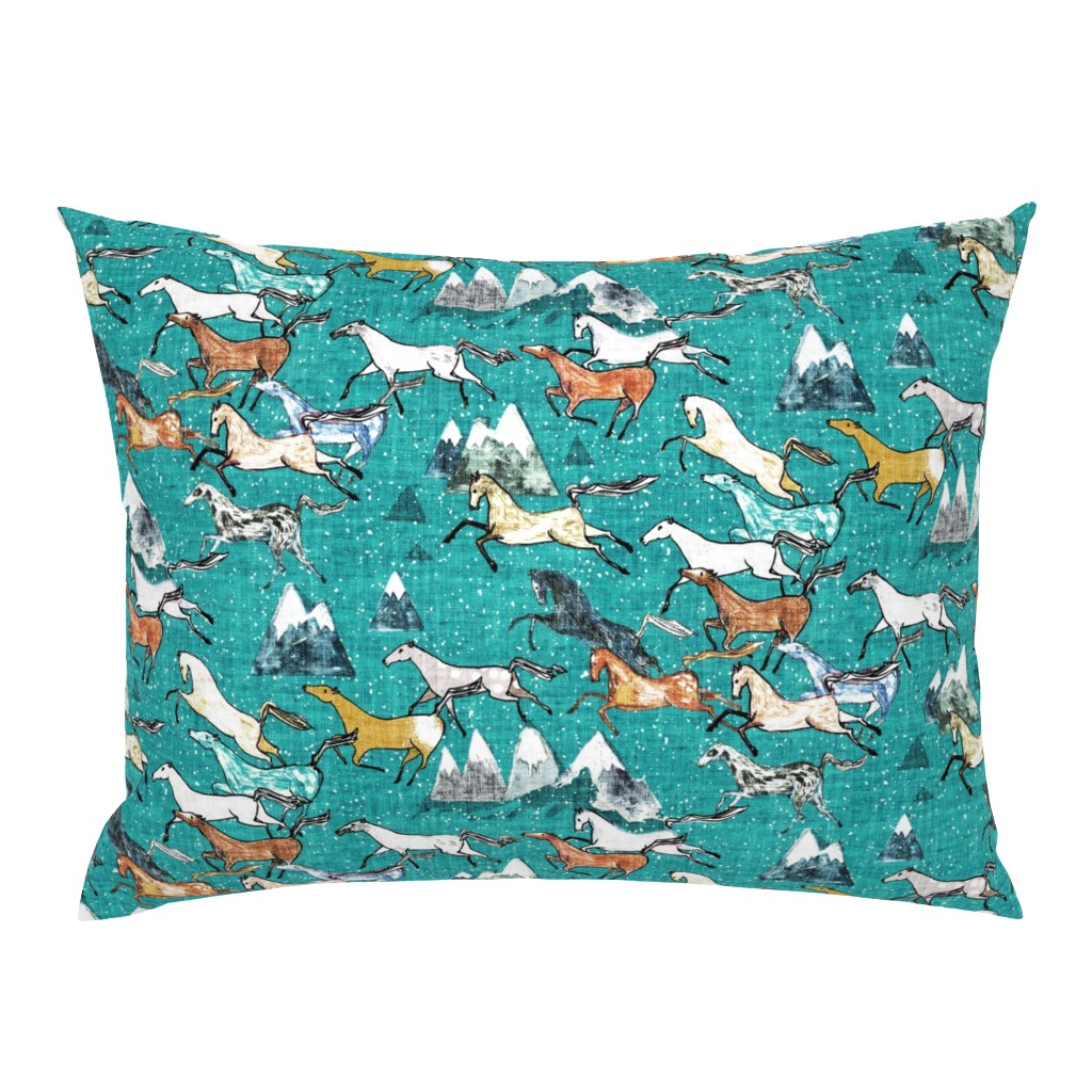 Wild Bush Horses (teal) MED 