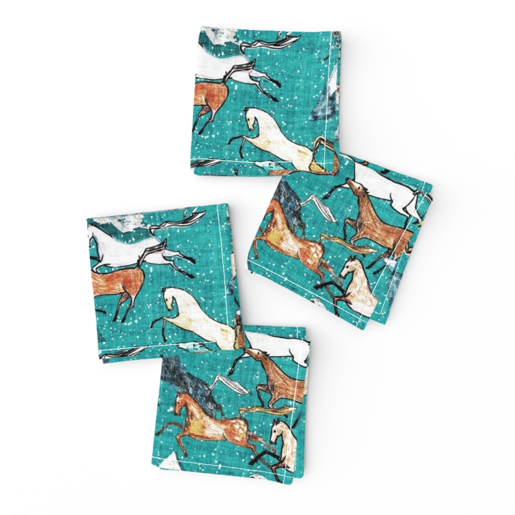 Wild Bush Horses (teal) MED 