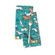 Wild Bush Horses (teal) MED 