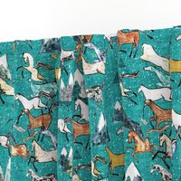 Wild Bush Horses (teal) MED 