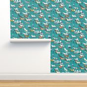 Wild Bush Horses (teal) MED 