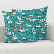 Wild Bush Horses (teal) MED 