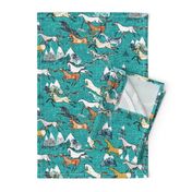 Wild Bush Horses (teal) MED 