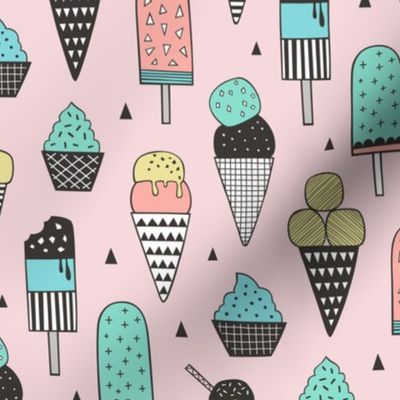 Ice Cream Geometric Triangles on Pink