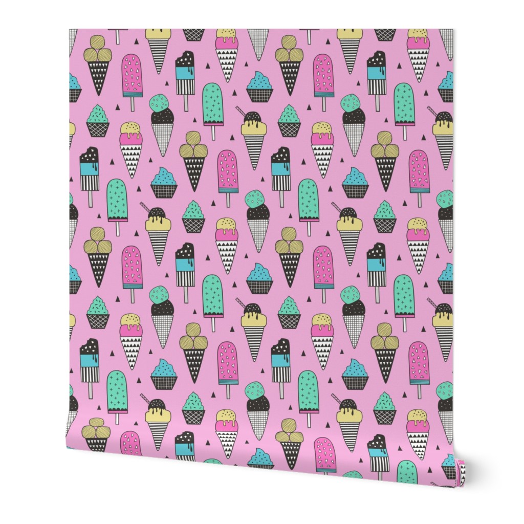 Ice Cream Geometric Triangles on Magenta