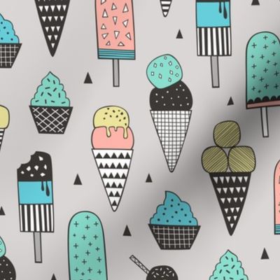 Ice Cream Geometric Triangles on Light Grey