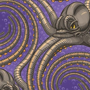 ★ KRAKEN ' ROLL ★ Violet - Large Scale / Collection : Kraken ' Roll – Steampunk Octopus Print