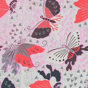 Butterflies pink and grey