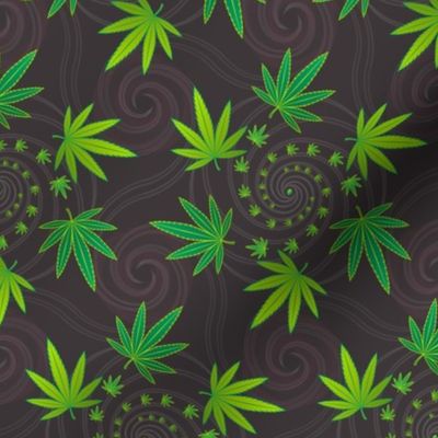 ★ SPIRALING WEED with SEED ★ Green & Dark Gray - Medium Scale/ Collection : Cannabis Factory 1 – Marijuana, Ganja, Pot, Hemp and other weeds prints