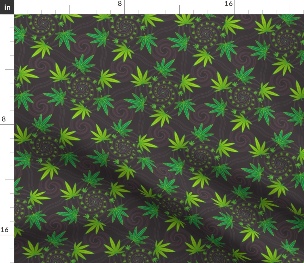 ★ SPIRALING WEED with SEED ★ Green & Dark Gray - Medium Scale/ Collection : Cannabis Factory 1 – Marijuana, Ganja, Pot, Hemp and other weeds prints