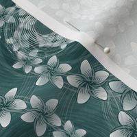 ★ HAWAII FLOWERS ★ Green - Small Scale / Collection : Hawaiian Trip - Plumeria & Tiki for Aloha Shirt Print