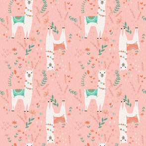 Lovely Llamas on Pink