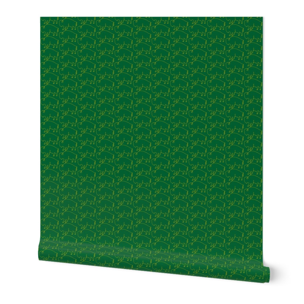 Bison Line Drawing - Official Green & Gold (2 inches)