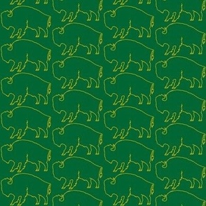 Bison Line Drawing - Official Green & Gold (2 inches)